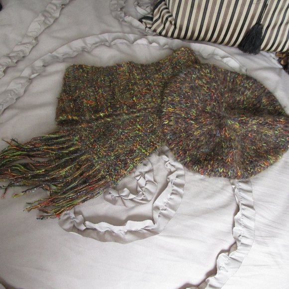 long hand knit angora wool scarf & beret